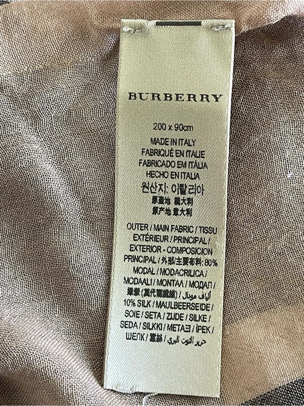 Authentic $ 395 Burberry  Mega Check Silk Cashmere Scarf  Italy 200 X90 cm